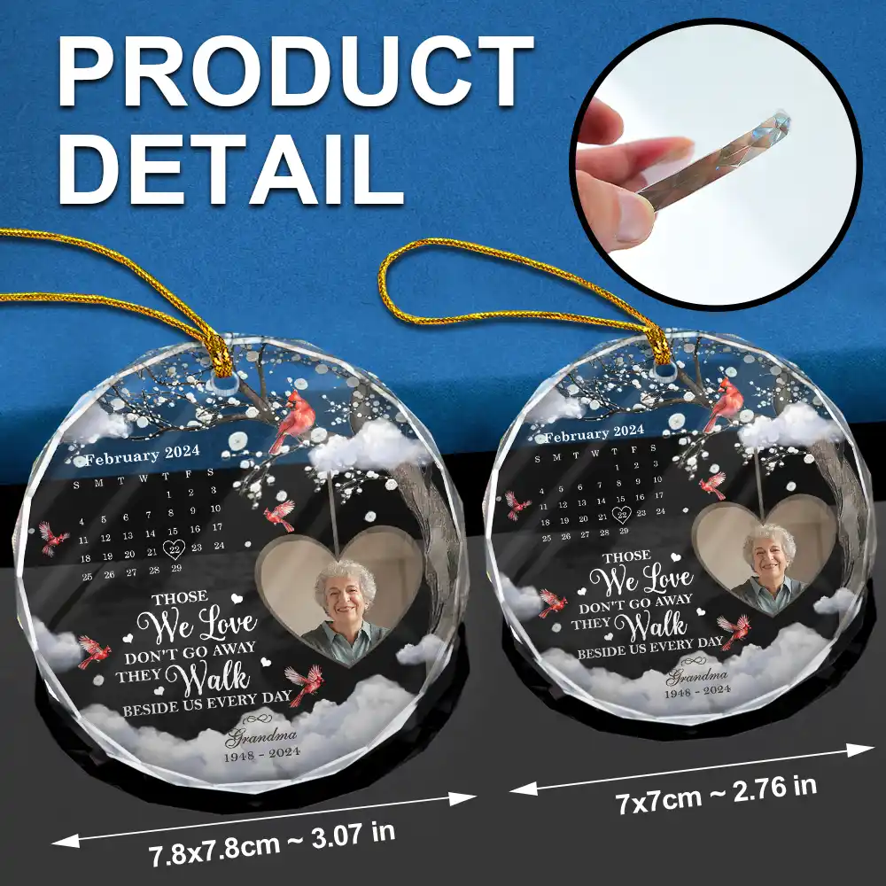Custom Photo Calendar The Day God Called You Home Memorial - Personalized Circle Glass Ornament - Image 6