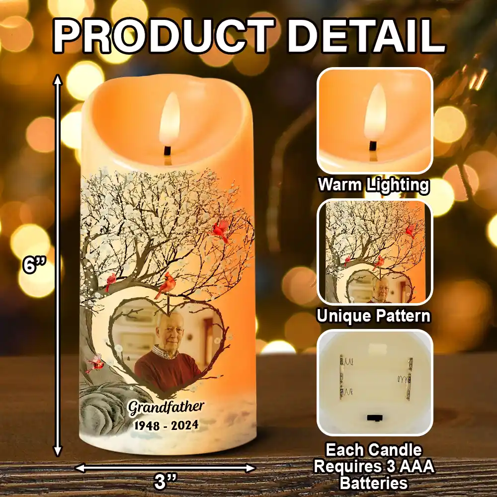Custom Photo Calendar The Day God Called You Home Memorial - Personalized Flameless LED Candle - Image 5