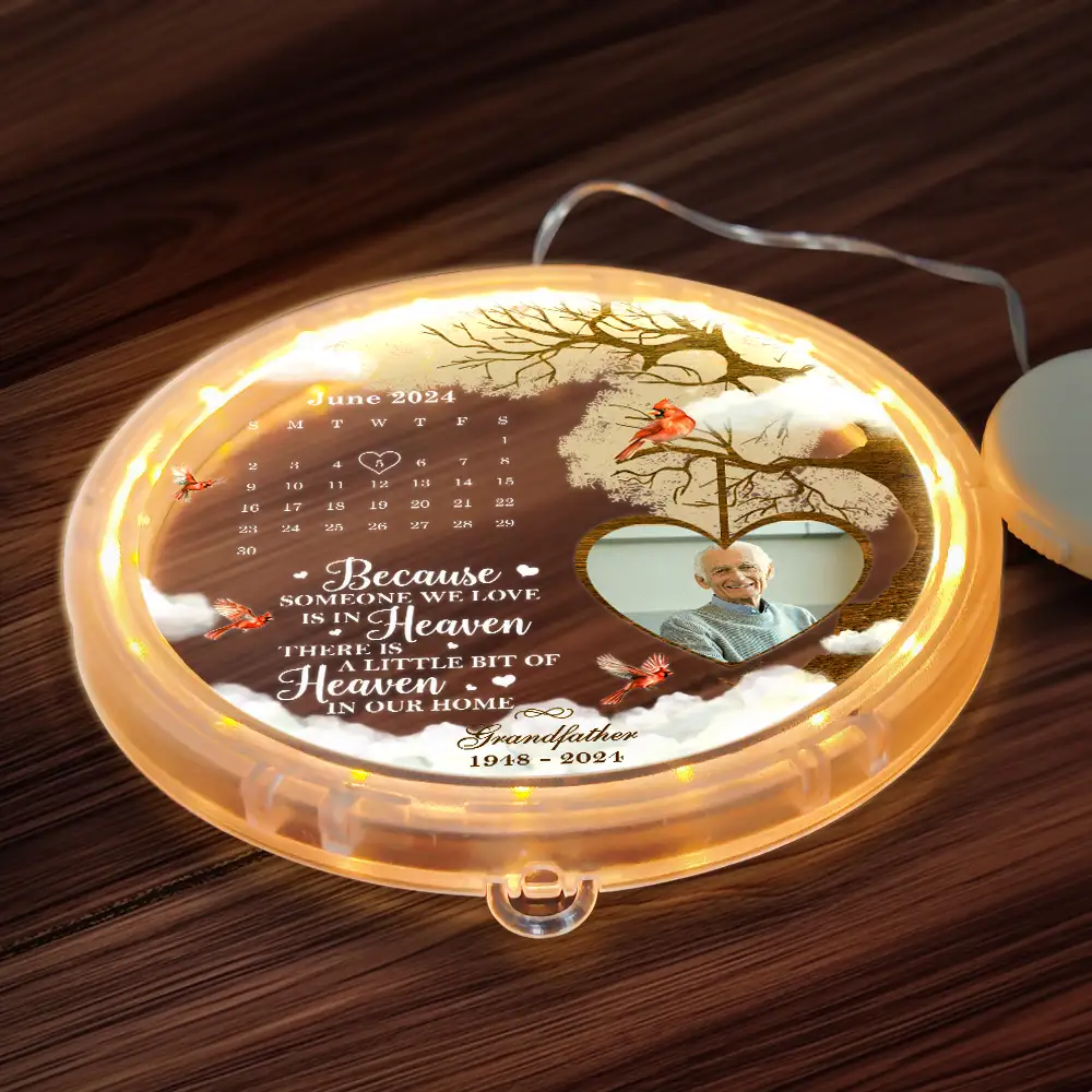 Custom Photo Calendar The Day God Called You Home Memorial - Personalized LED Pendant Light - Image 5