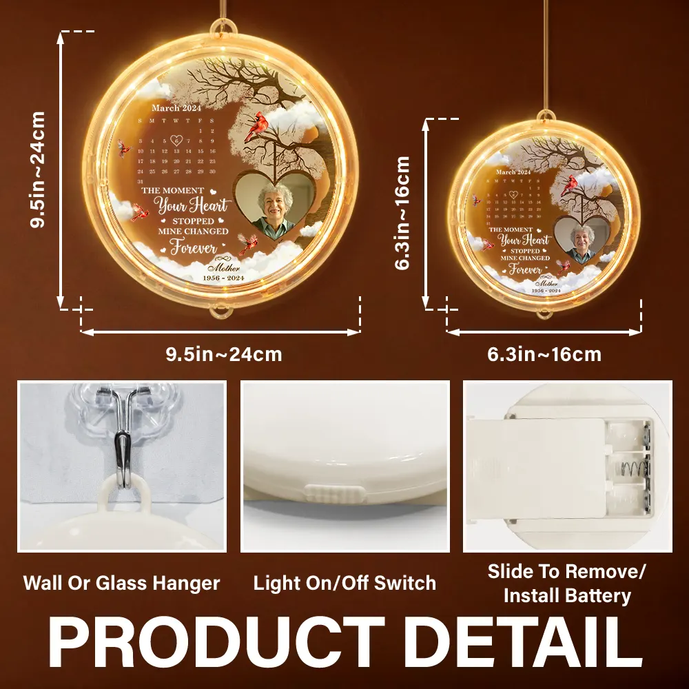 Custom Photo Calendar The Day God Called You Home Memorial - Personalized LED Pendant Light - Image 6