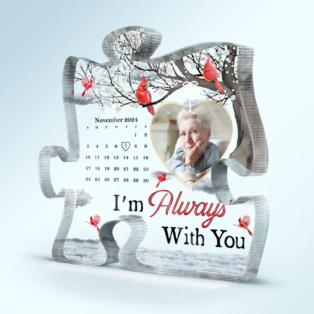 Custom Photo Calendar The Day God Called You Home - Personalized Puzzle Shaped Acrylic Plaque - Image 2
