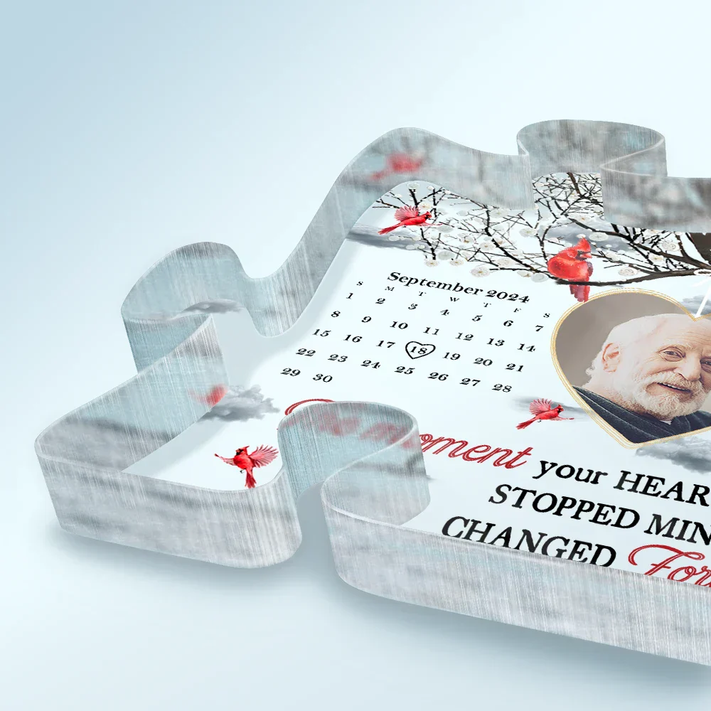 Custom Photo Calendar The Day God Called You Home - Personalized Puzzle Shaped Acrylic Plaque - Image 3