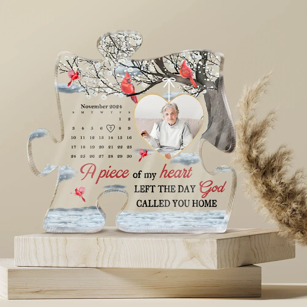 Custom Photo Calendar The Day God Called You Home - Personalized Puzzle Shaped Acrylic Plaque - Image 4