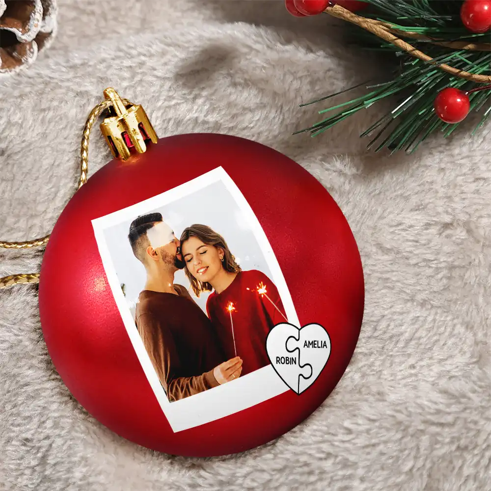 Custom Photo Calendar The Day I Found My Missing Piece - Personalized Ball Ornament - Image 3