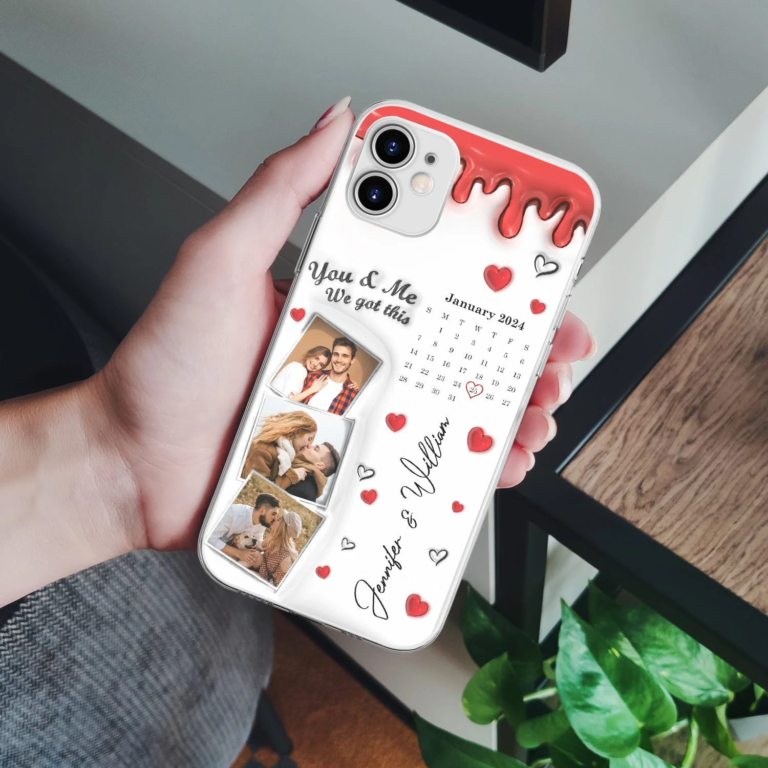 Custom Photo Calendar The Day Our Journey Began - Gift For Couples - 3D Inflated Effect Printed, Personalized Clear Phone Case - Image 4