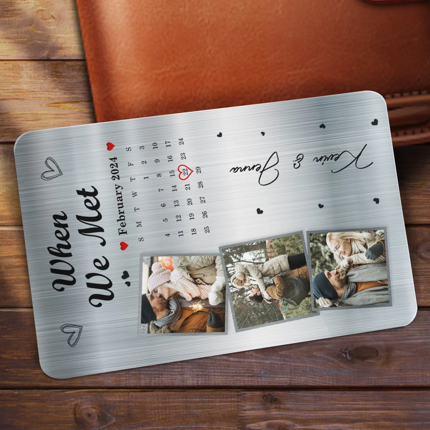 Custom Photo Calendar The Day Our Journey Began - Gift For Couples - Personalized Aluminum Wallet Card - Image 2