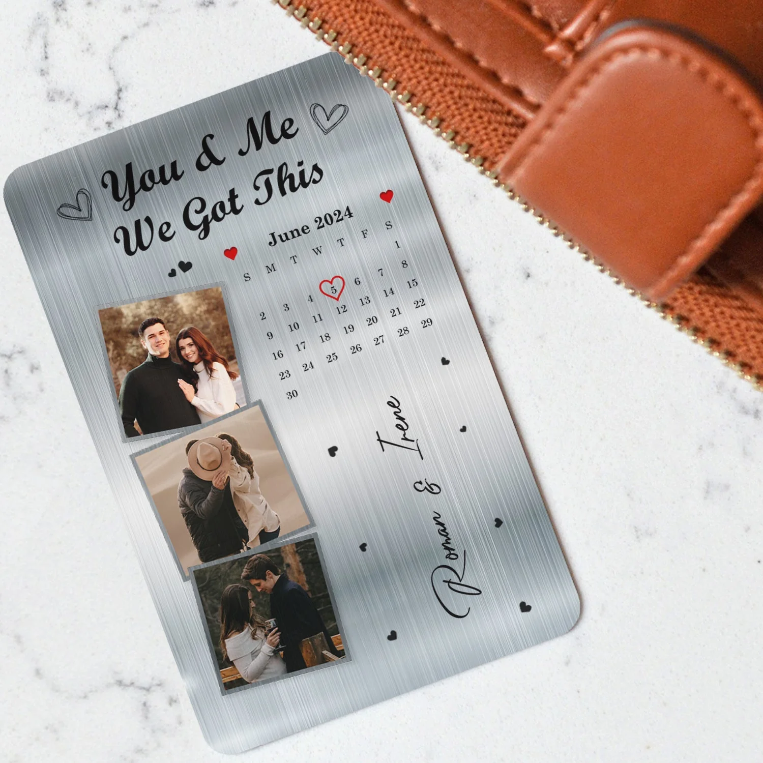 Custom Photo Calendar The Day Our Journey Began - Gift For Couples - Personalized Aluminum Wallet Card - Image 3