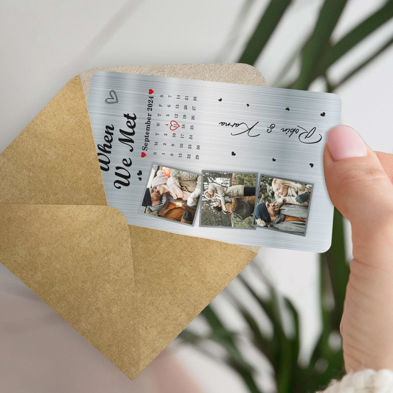 Custom Photo Calendar The Day Our Journey Began - Gift For Couples - Personalized Aluminum Wallet Card - Image 4