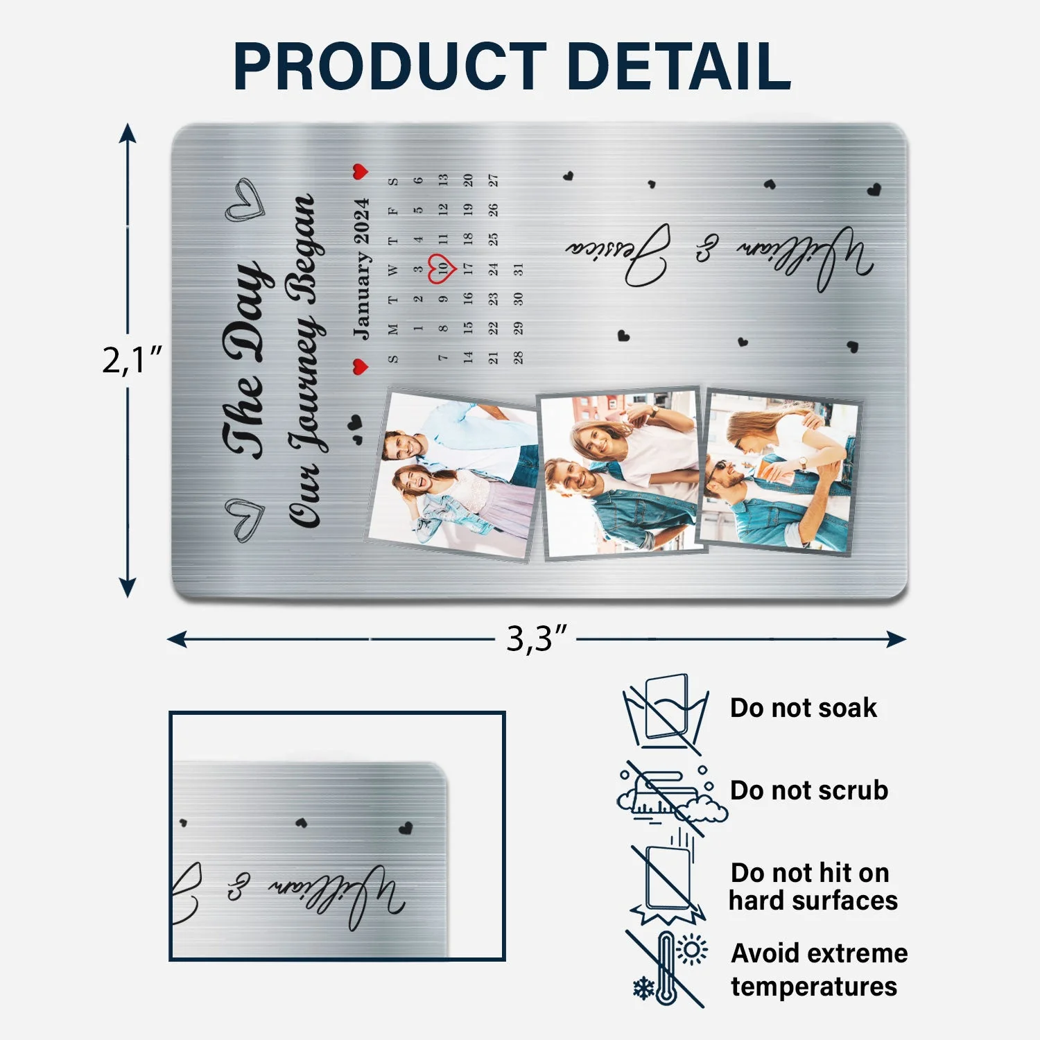 Custom Photo Calendar The Day Our Journey Began - Gift For Couples - Personalized Aluminum Wallet Card - Image 6