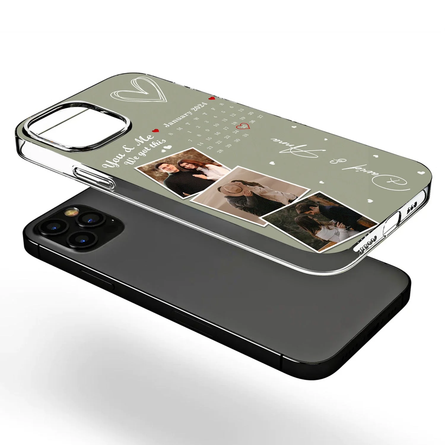Custom Photo Calendar The Day Our Journey Began Multiple Background Color - Gift For Couples - Personalized Clear Phone Case - Image 3