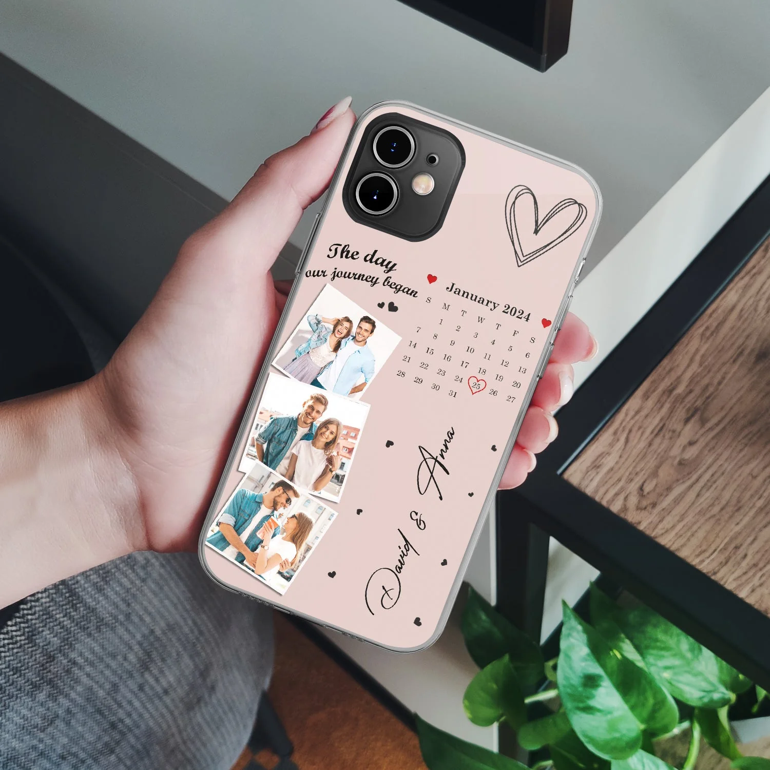 Custom Photo Calendar The Day Our Journey Began Multiple Background Color - Gift For Couples - Personalized Clear Phone Case - Image 4