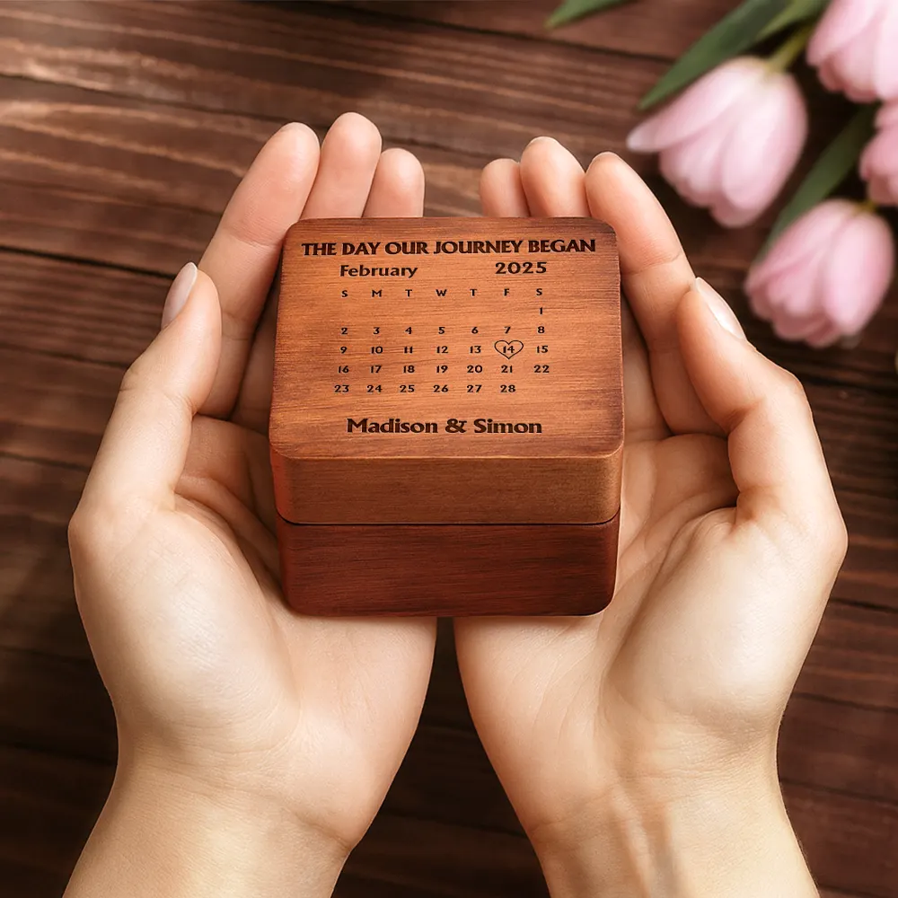 Custom Photo Calendar The Day Our Journey Began - Personalized Wooden Accordion Photo Box - Image 2