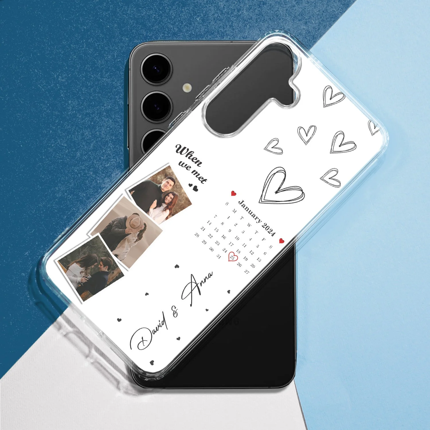 Custom Photo Calendar The Day Our Journey Began Version 2 - Gift For Couples - Personalized Clear Phone Case - Image 3