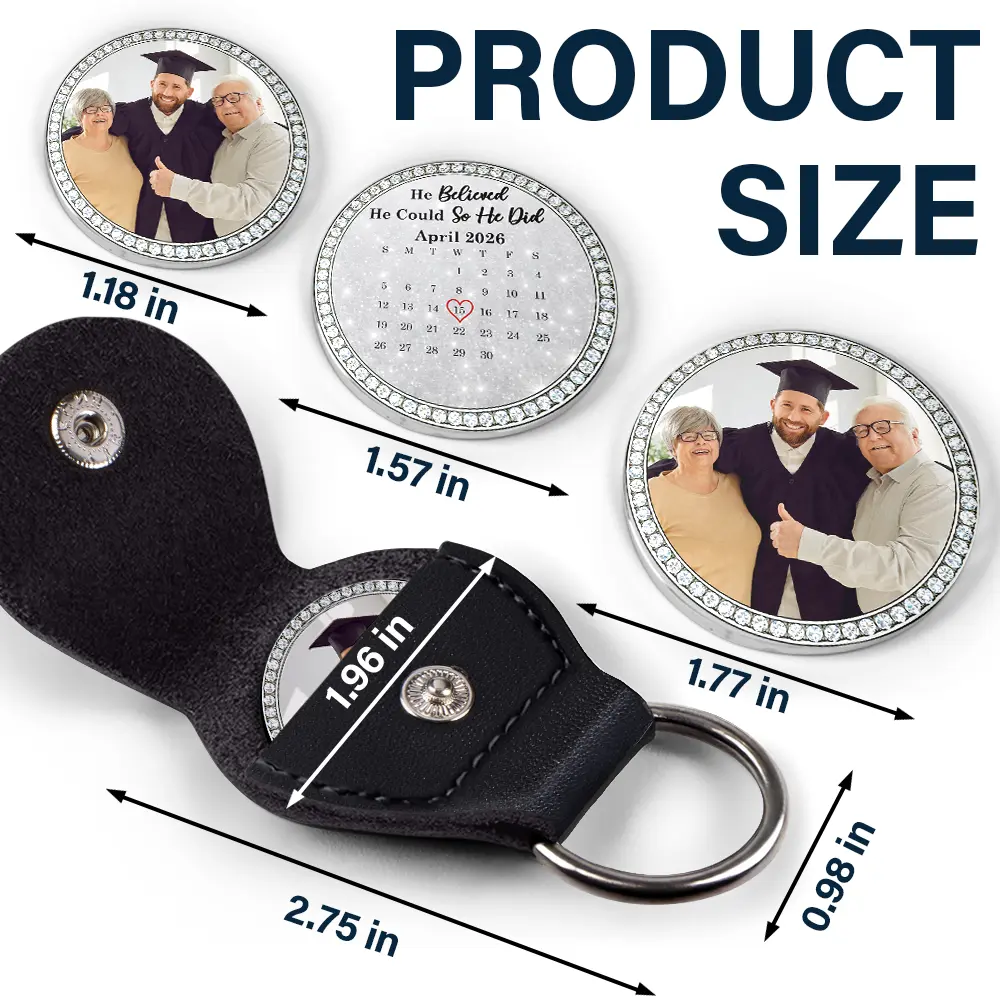 Custom Photo Calendar The Day the Journey Began Faux Rhinestone Border - Personalized Leather Pocket Hug - Image 5