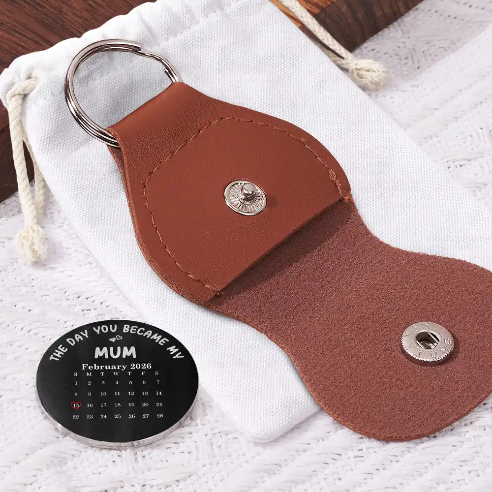 Custom Photo Calendar The Day You Became My Mom Dad - Personalized Leather Pocket Hug - Image 3