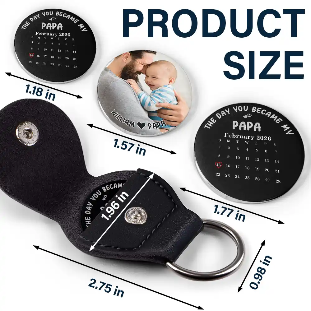Custom Photo Calendar The Day You Became My Mom Dad - Personalized Leather Pocket Hug - Image 6