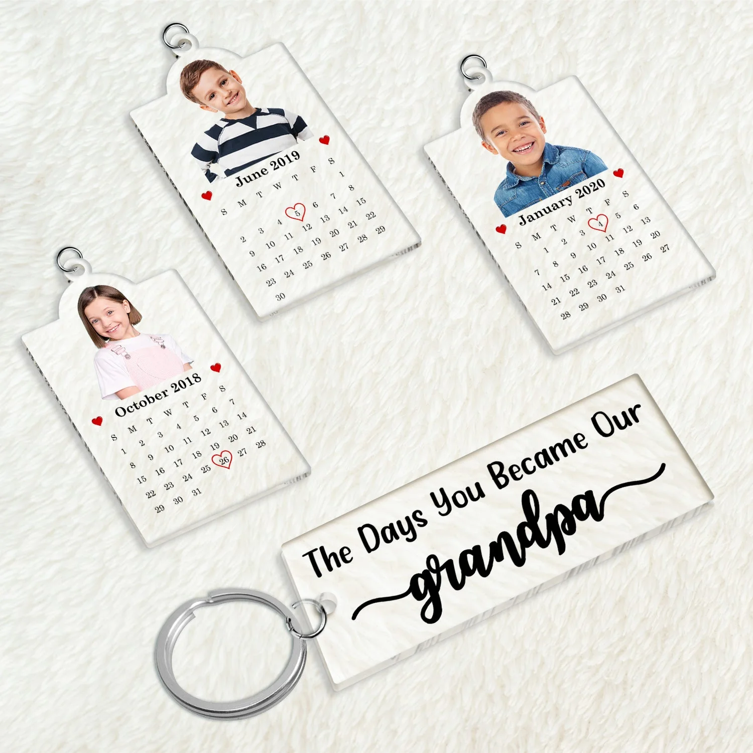 Custom Photo Calendar The Day You Became Our Dad Mom - Personalized Acrylic Tag Keychain - Image 4