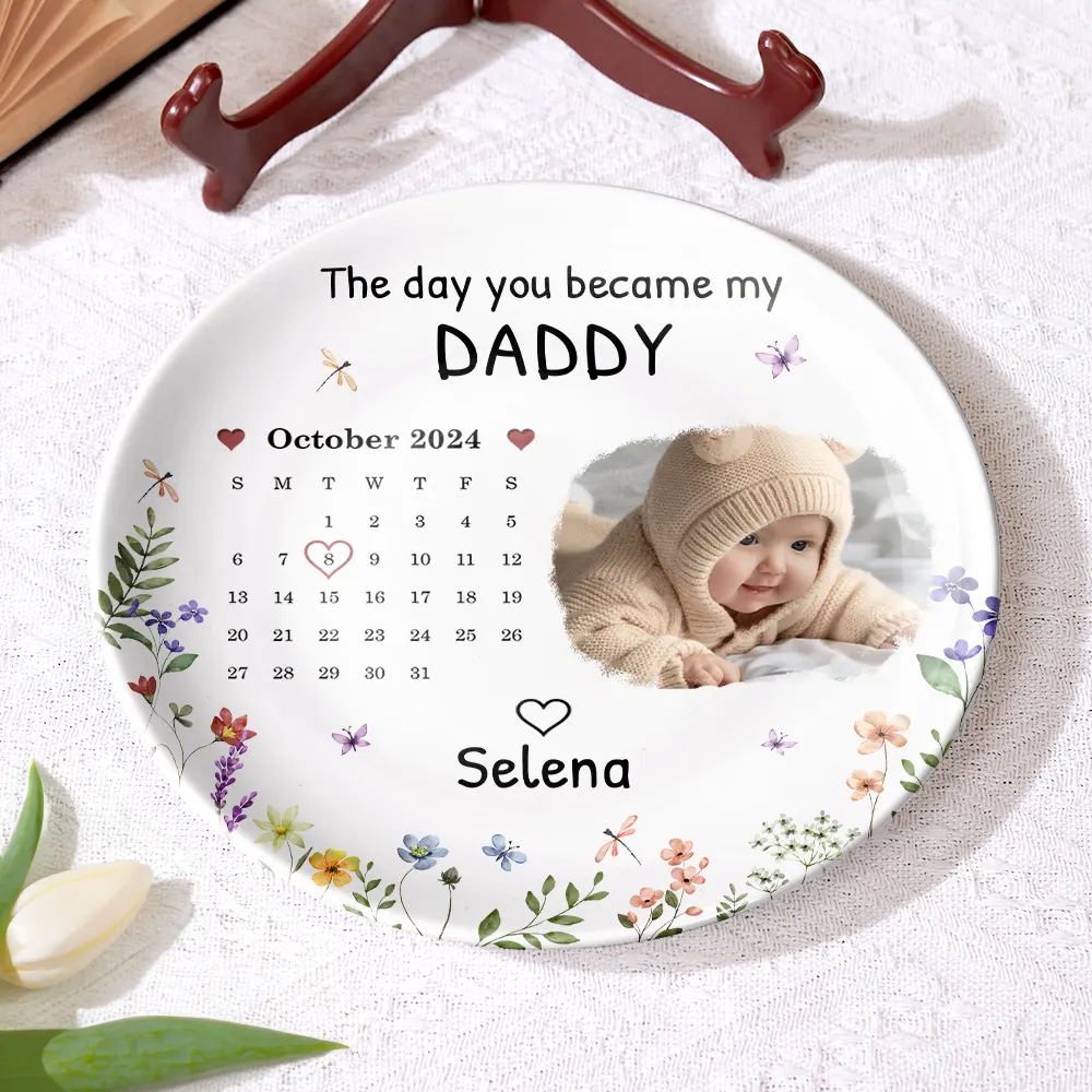 Custom Photo Calendar The Day You Become My Mommy - Personalized Ceramic Plate - Image 4