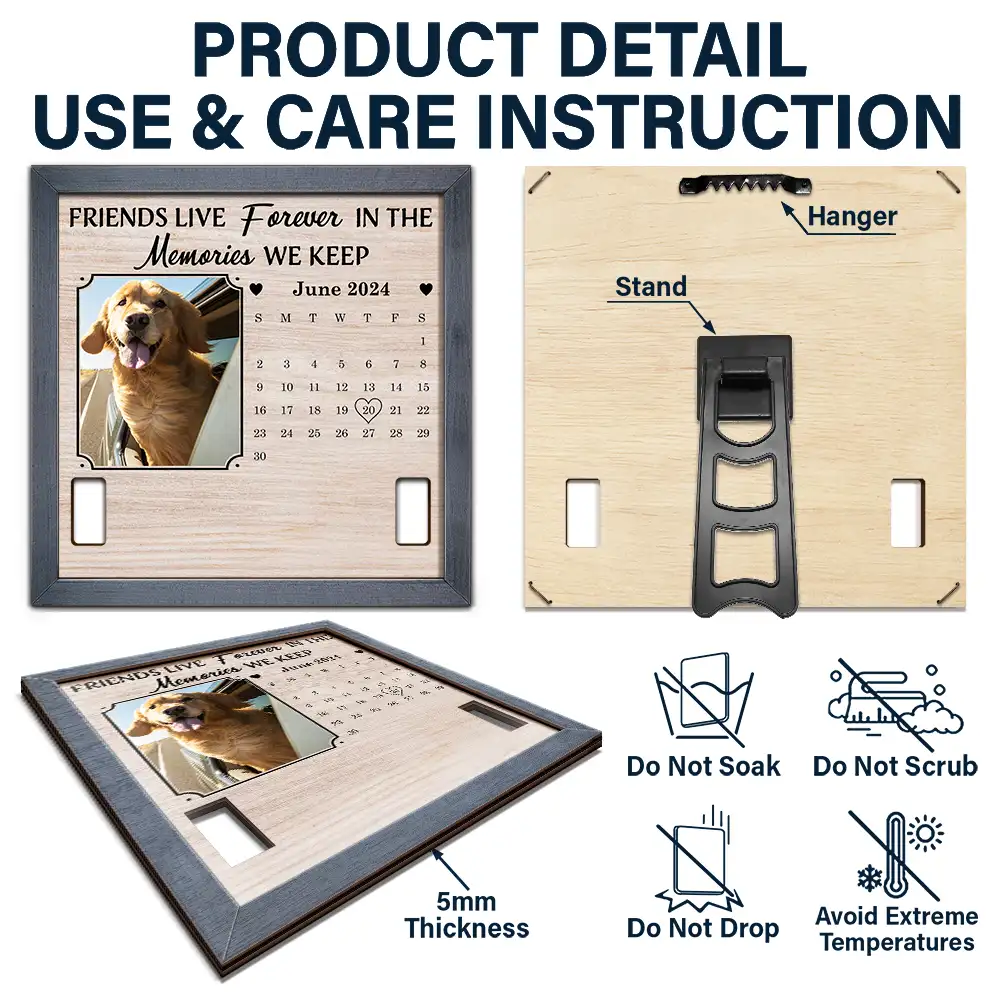 Custom Photo Calendar The Moment Your Heart Stop Memorial - Personalized Pet Loss Sign, Collar Frame - Image 5