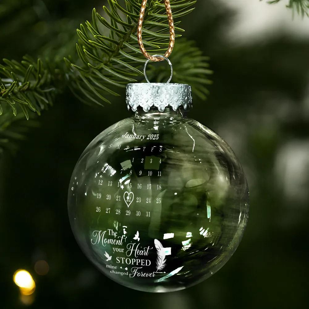 Custom Photo Calendar The Moment Your Heart Stopped Memorial - Personalized Ball Ornament - Image 2