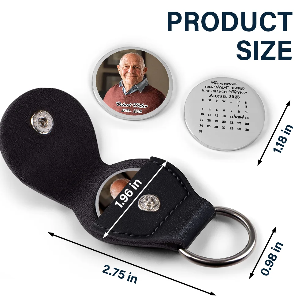Custom Photo Calendar The Moment Your Heart Stopped Memorial - Personalized Leather Pocket Hug - Image 5