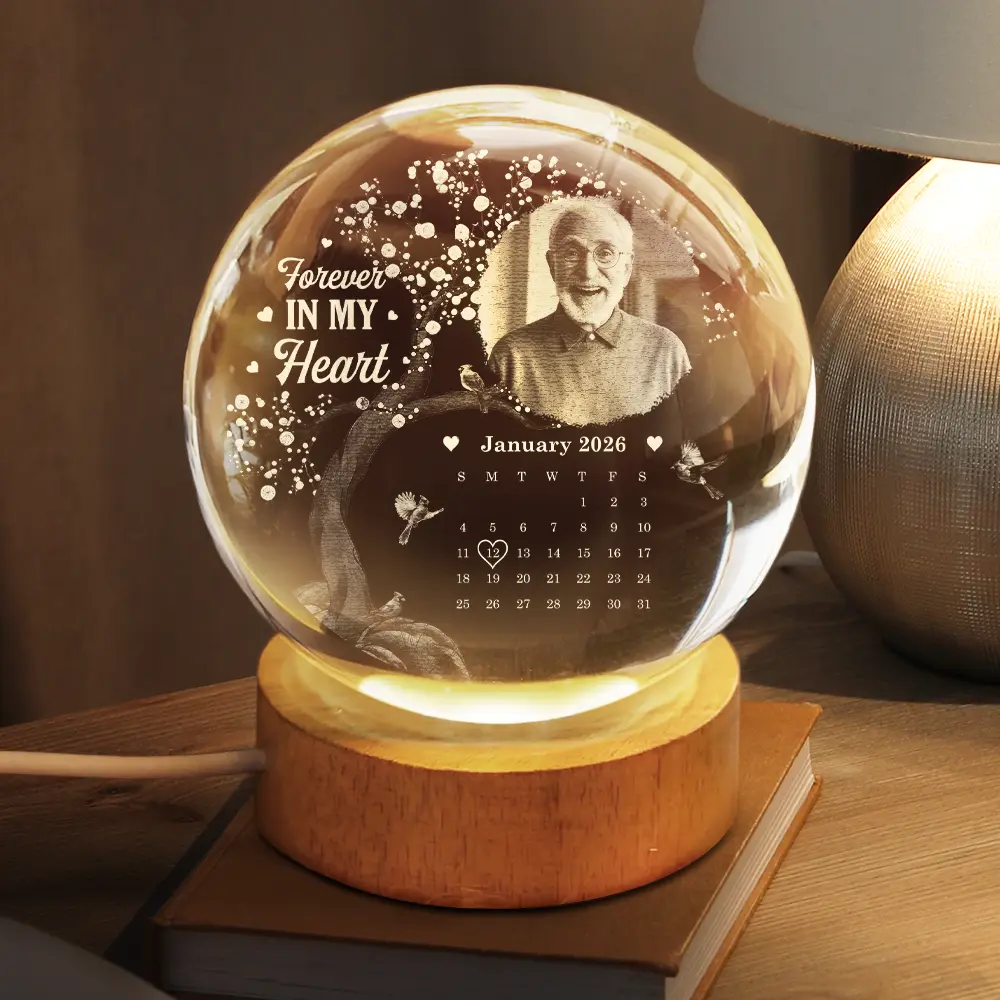 Custom Photo Calendar The Moment Your Heart Stopped - Personalized Crystal Globe Lamp - Image 2