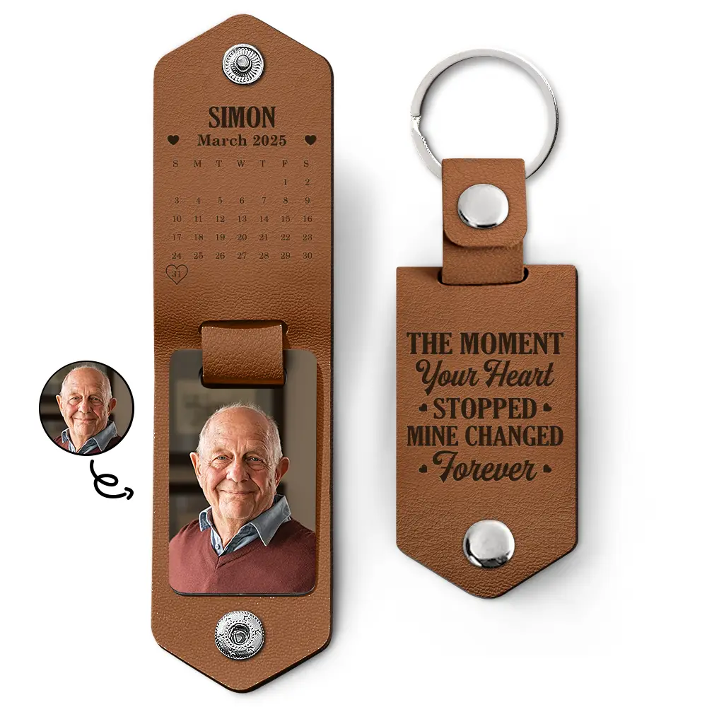 Custom Photo Calendar The Moment Your Heart Stopped - Personalized Leather Photo Keychain - Image 2
