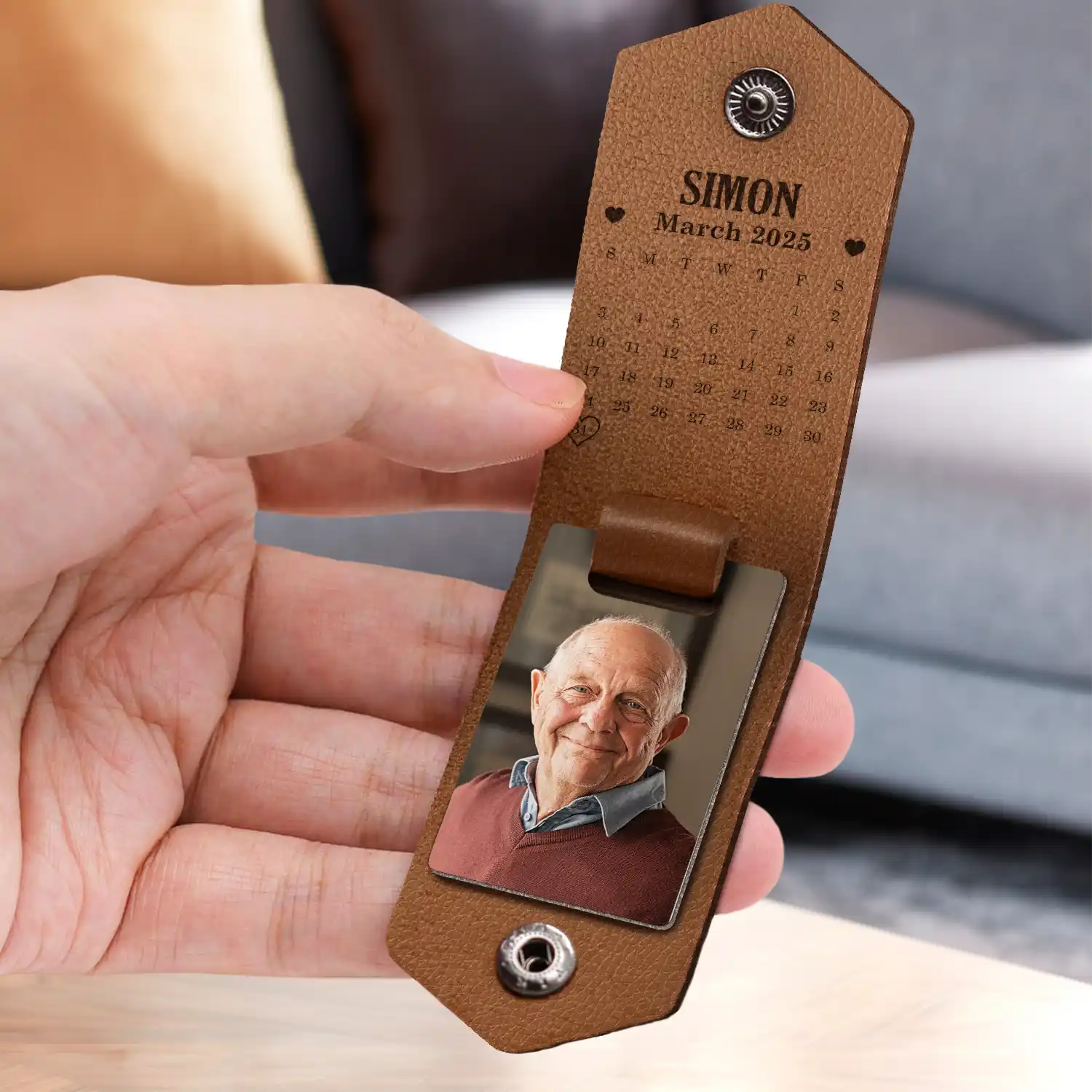 Custom Photo Calendar The Moment Your Heart Stopped - Personalized Leather Photo Keychain - Image 5