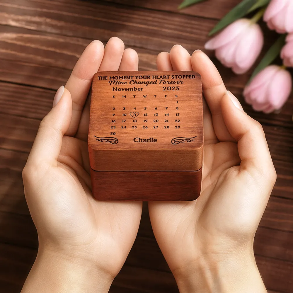 Custom Photo Calendar The Moment Your Heart Stopped - Personalized Wooden Accordion Photo Box - Image 2