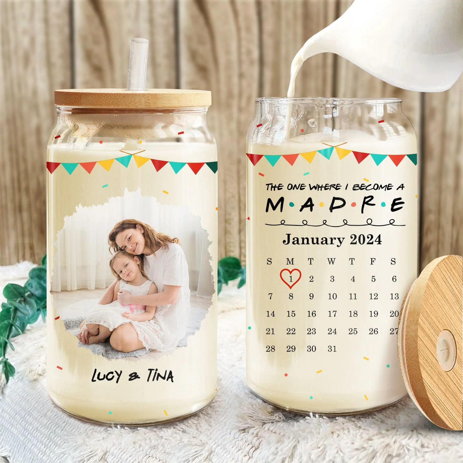 Custom Photo Calendar Where I Become A Mom - Gift For Mom - Personalized Clear Glass Can - Image 3