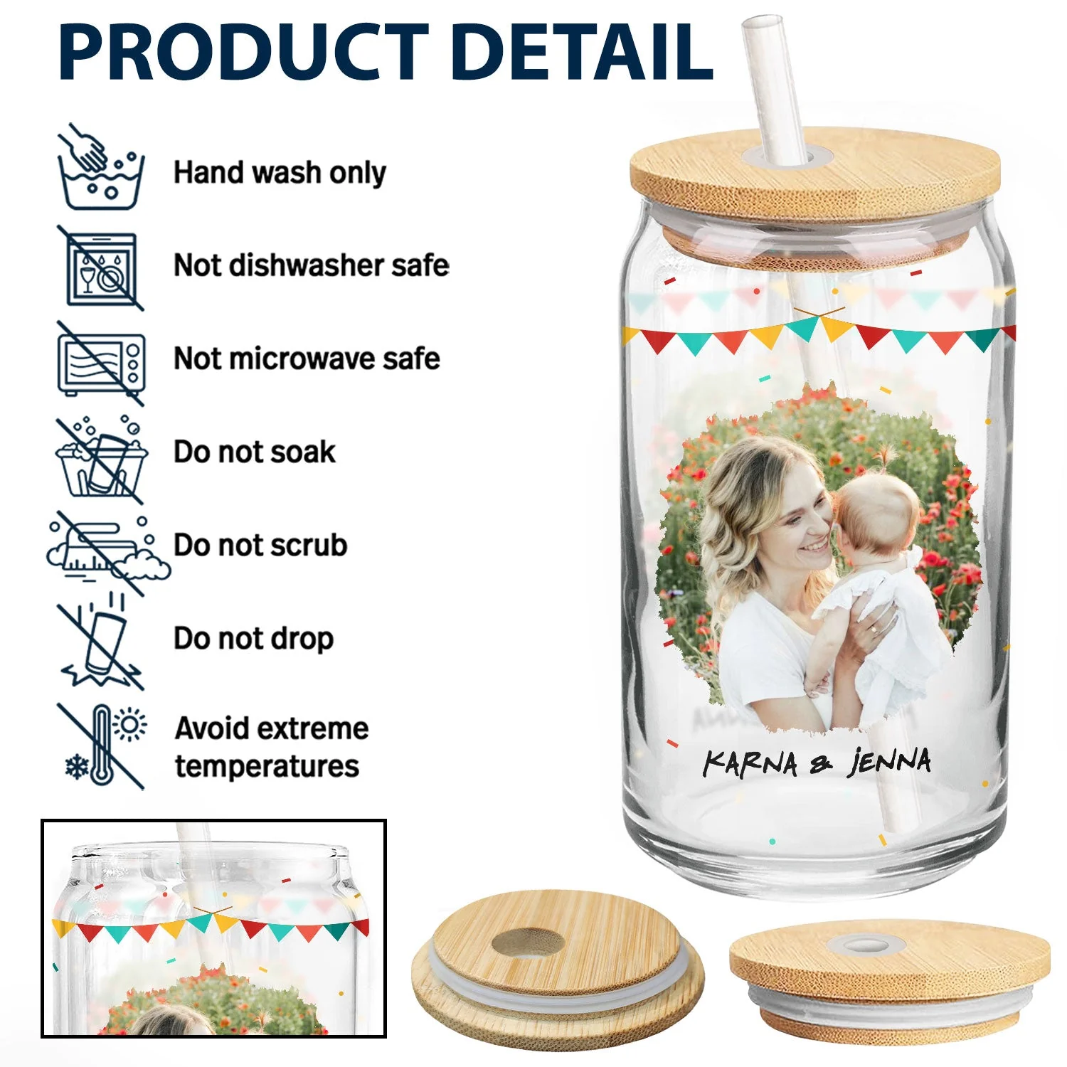 Custom Photo Calendar Where I Become A Mom - Gift For Mom - Personalized Clear Glass Can - Image 4