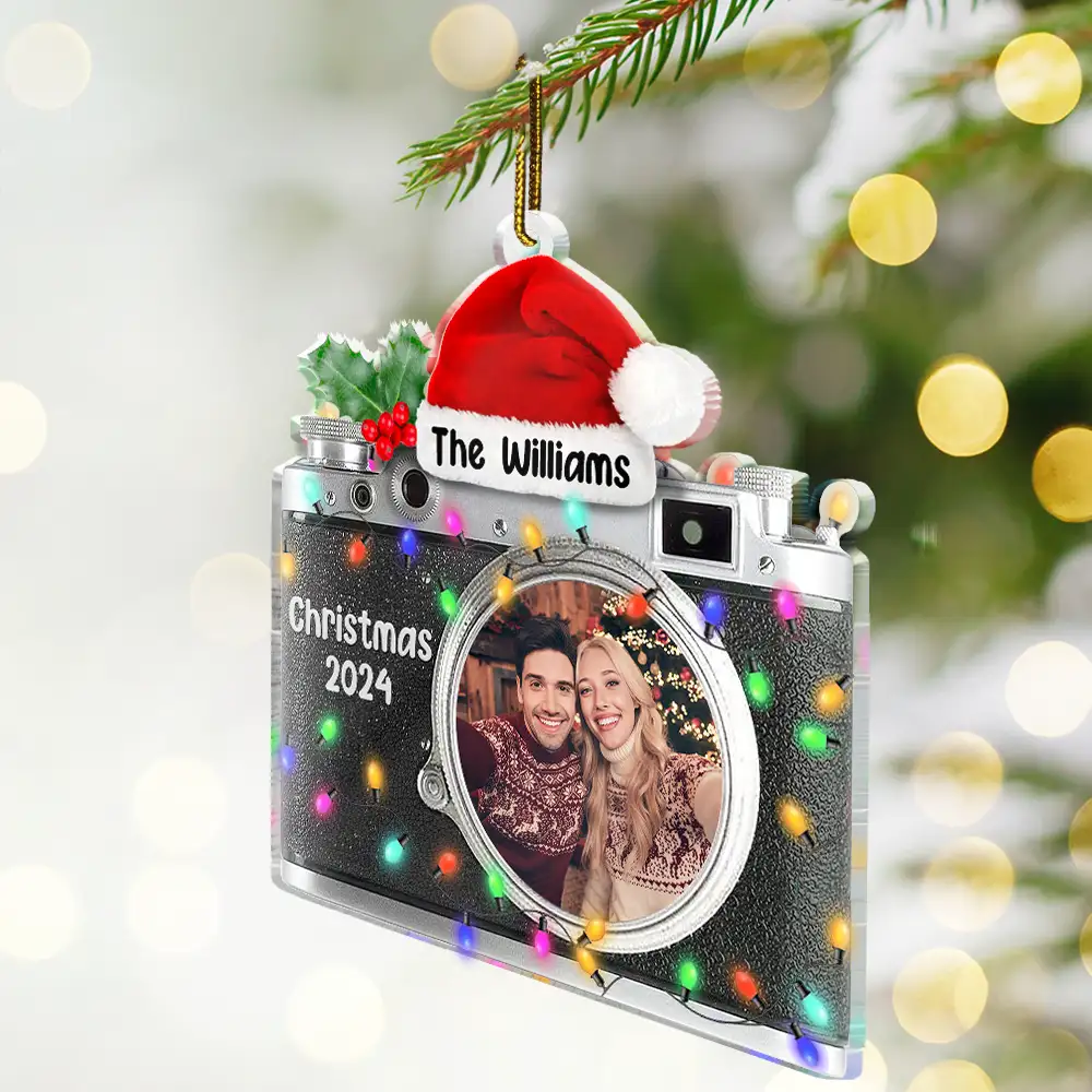Custom Photo Camera Shaped Family - Personalized Custom Shaped Acrylic Ornament - Image 2