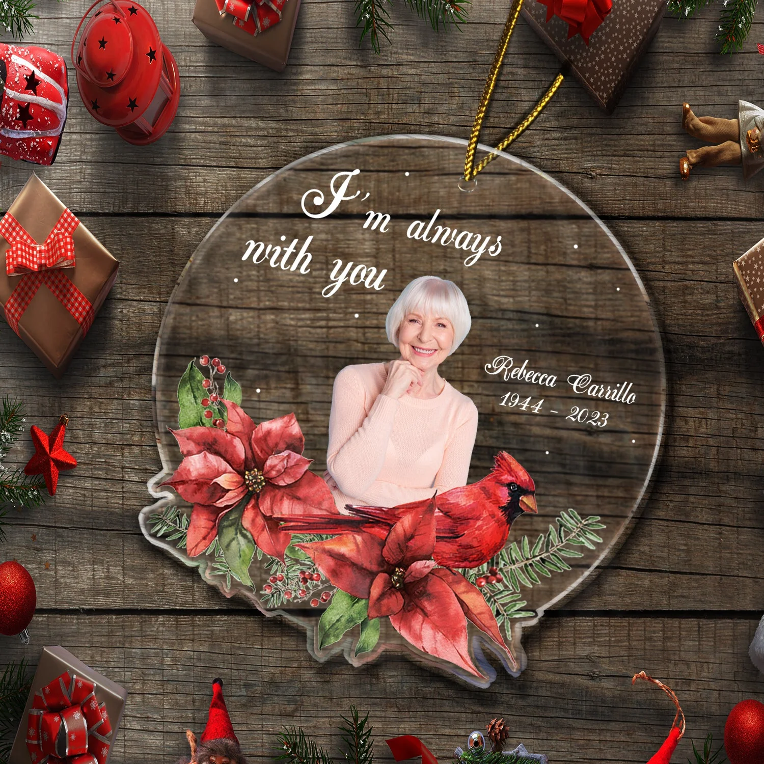 Custom Photo Cardinals I'm Always With You - Memorial Gift - Personalized Custom Shaped Acrylic Ornament - Image 6