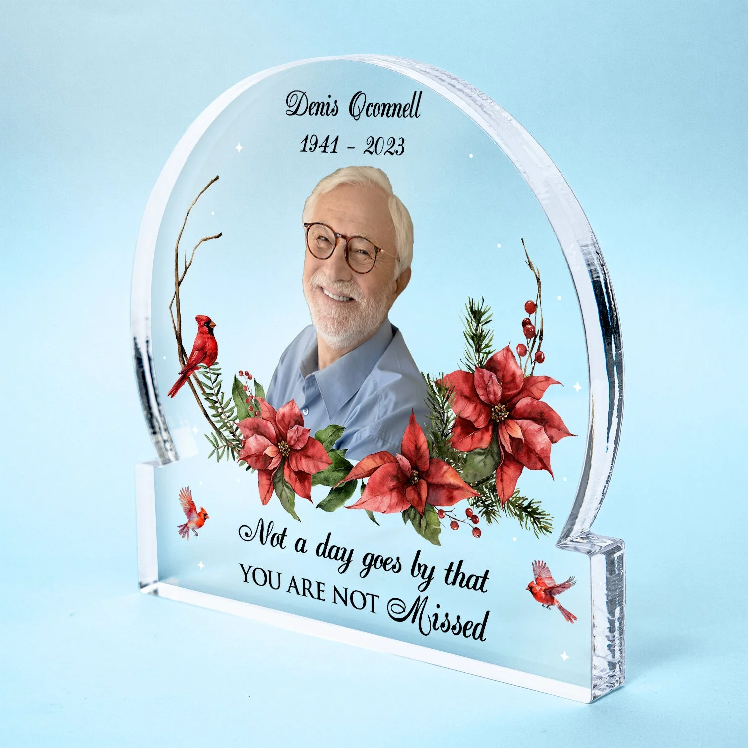 Custom Photo Cardinals I'm Always With You - Memorial Gift - Personalized Round Shaped Acrylic Plaque - Image 3