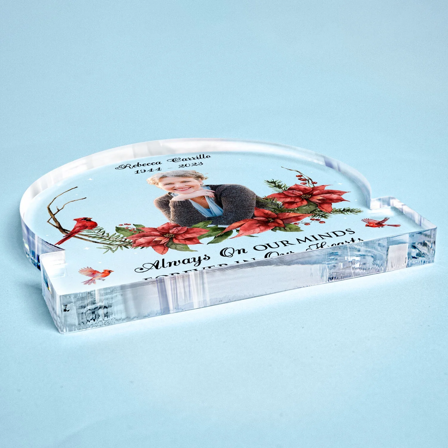 Custom Photo Cardinals I'm Always With You - Memorial Gift - Personalized Round Shaped Acrylic Plaque - Image 4