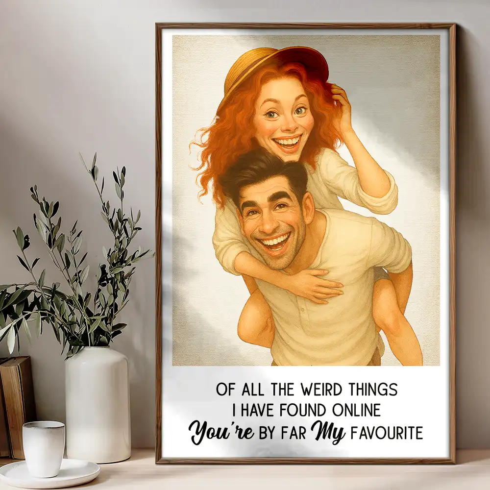 Custom Photo Caricature Funny Couple Family I'm Yours No Returns - Personalized Poster - Image 5