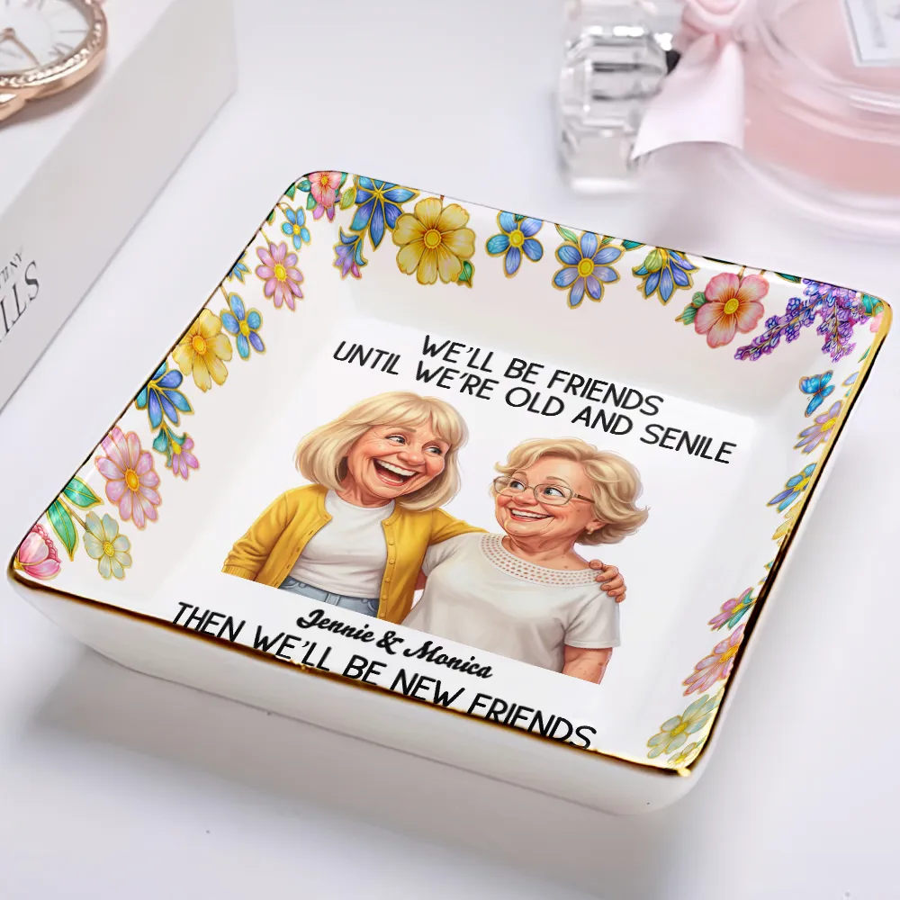 Custom Photo Caricature Until We Are Old And Senile - Personalized Ring Dish - Image 3