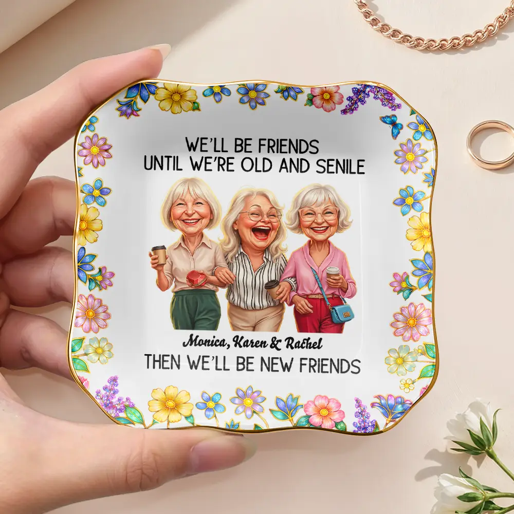 Custom Photo Caricature Until We Are Old And Senile - Personalized Ring Dish - Image 4