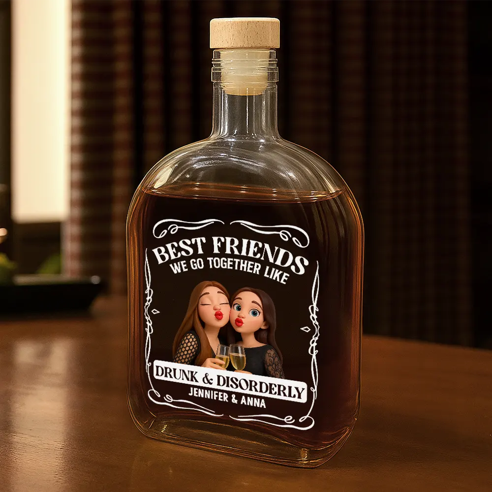 Custom Photo Caricature We Go Together Like Drunk And Disorderly - Personalized Whiskey Bottle - Image 3