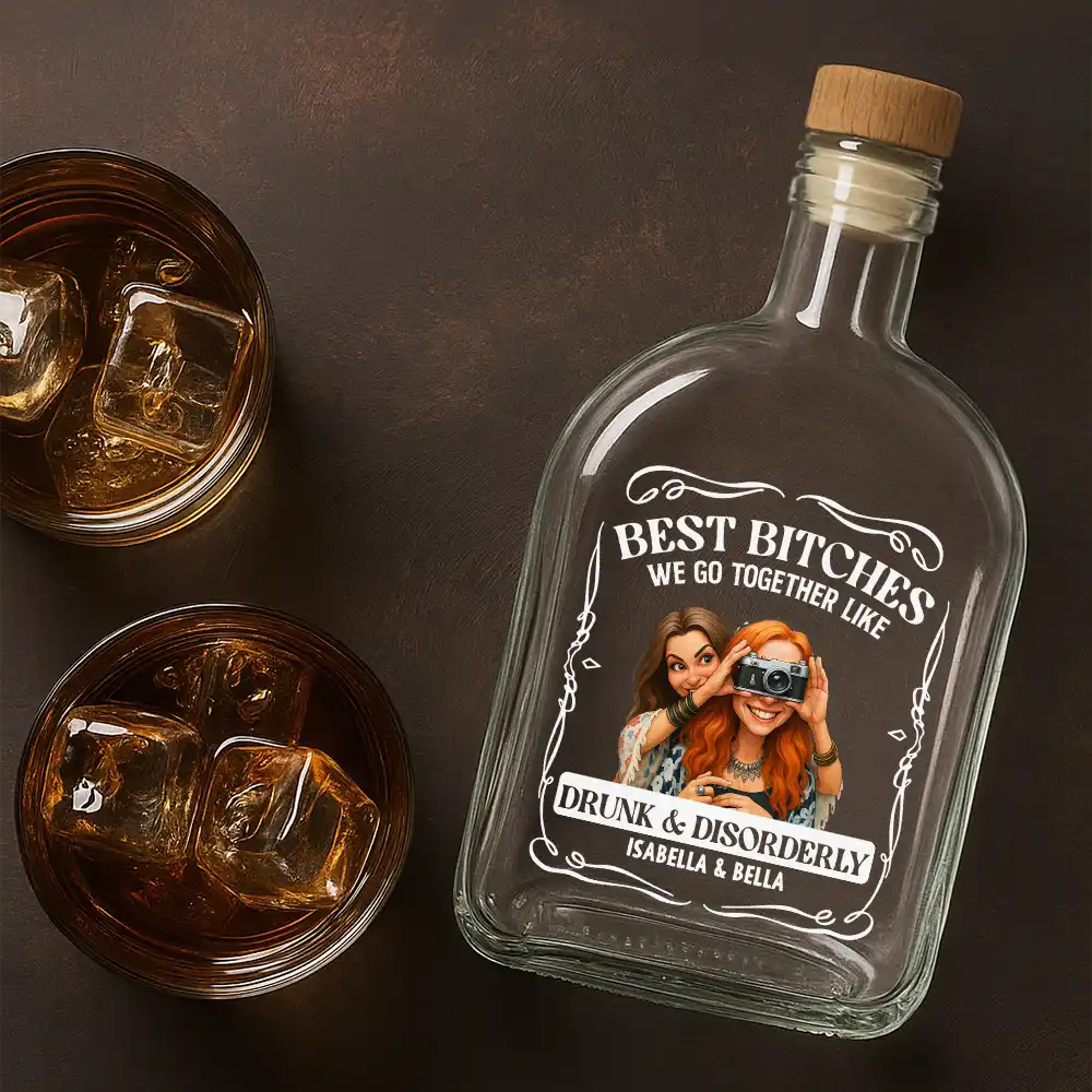Custom Photo Caricature We Go Together Like Drunk And Disorderly - Personalized Whiskey Bottle - Image 5