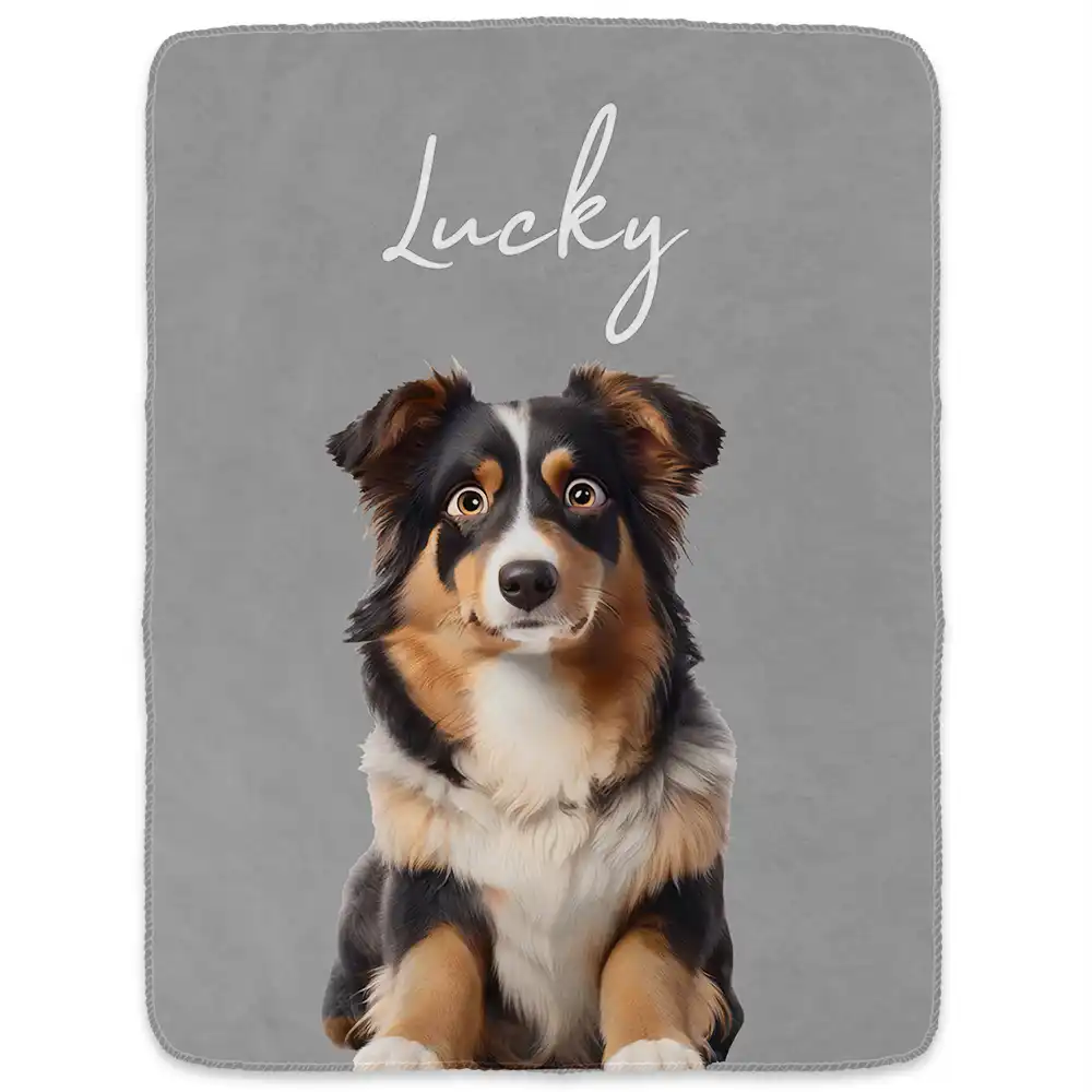 Custom Photo Cartoon Portrait Dog Cat - Personalized Fleece Blanket, Sherpa Blanket - Image 3