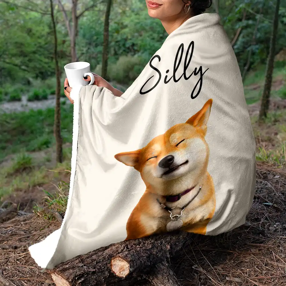 Custom Photo Cartoon Portrait Dog Cat - Personalized Fleece Blanket, Sherpa Blanket - Image 6