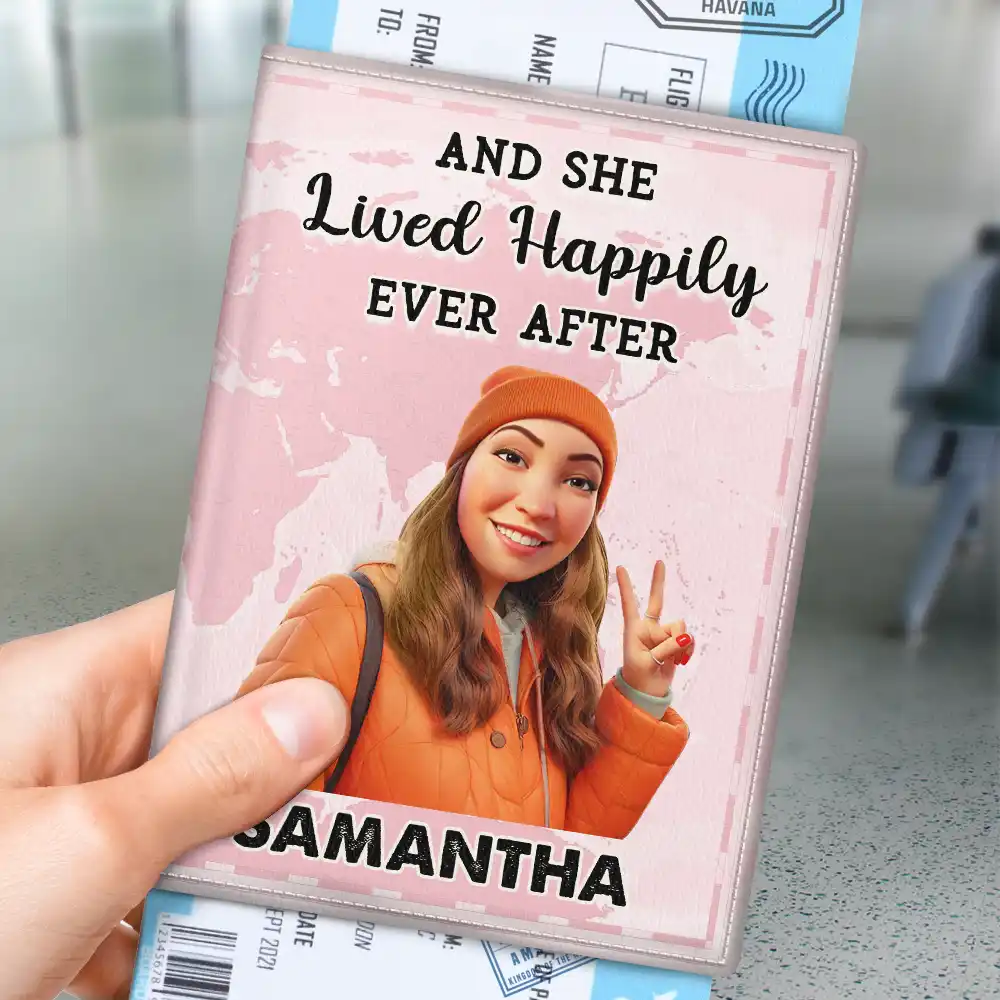 Custom Photo Cartoon Portrait Just A Girl Who Loves Traveling - Personalized Passport Cover, Passport Holder - Image 5