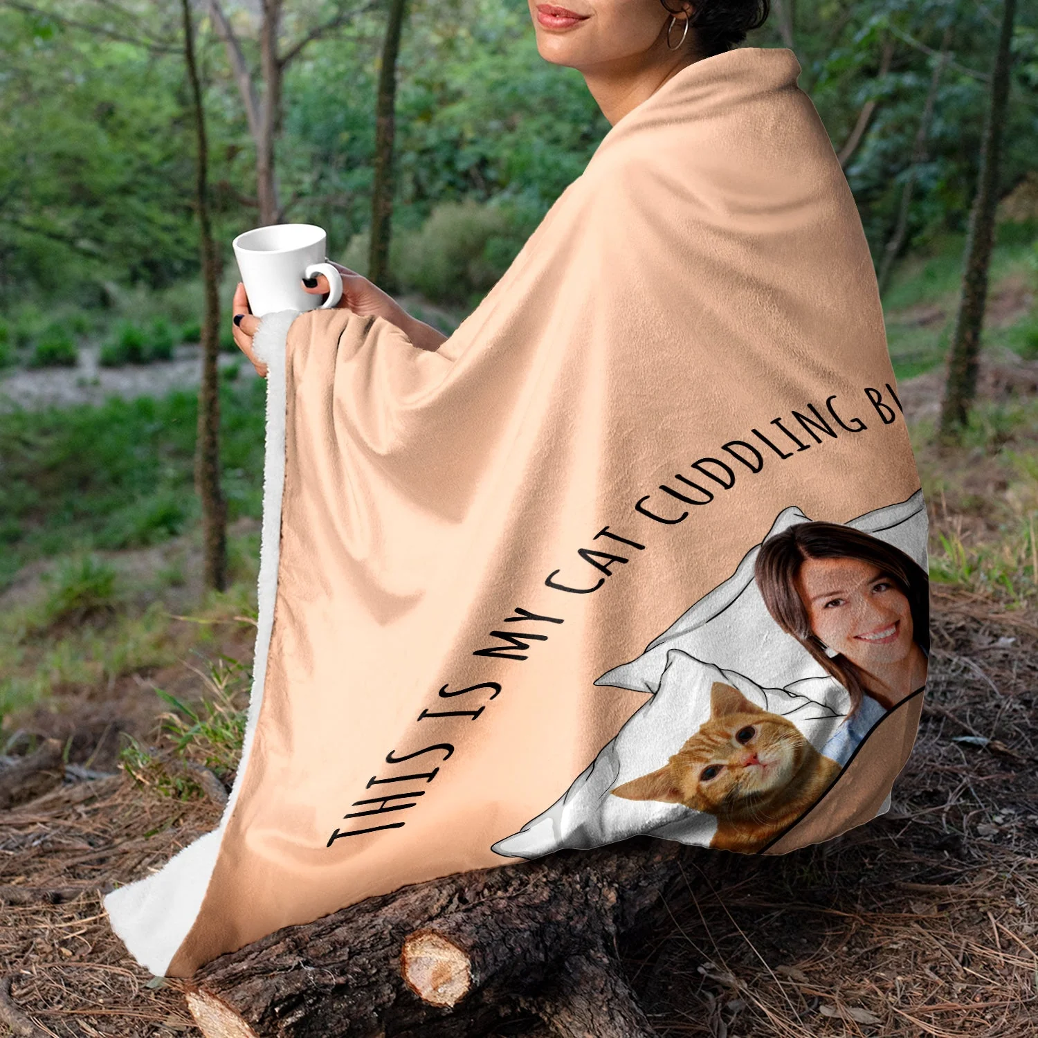 Custom Photo Cat Dog Cuddling Blanket - Gift For Pet Lovers - Personalized Fleece Blanket - Image 7