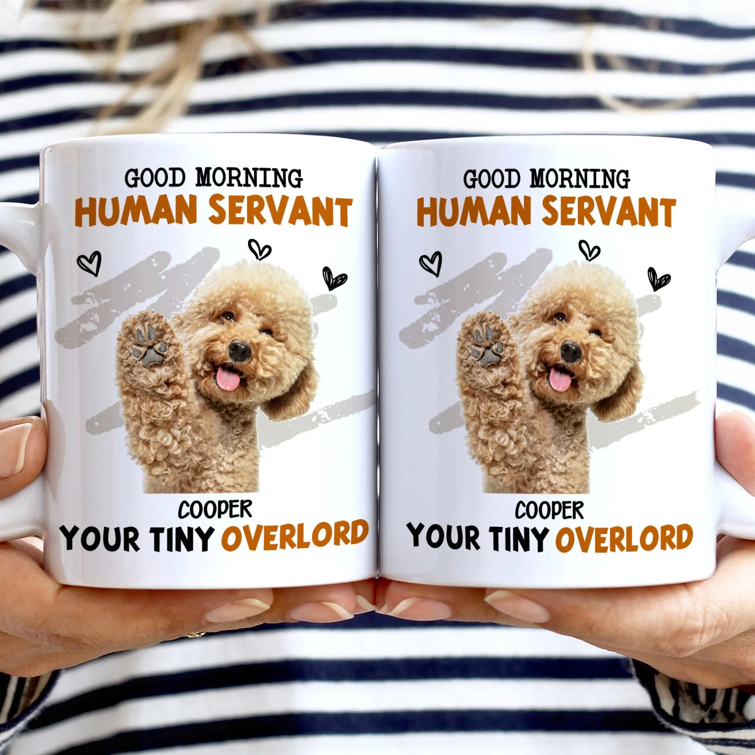 Custom Photo Cat Dog Good Morning Human Servant - Gift For Pet Lovers - Personalized White Edge-to-Edge Mug - Image 3