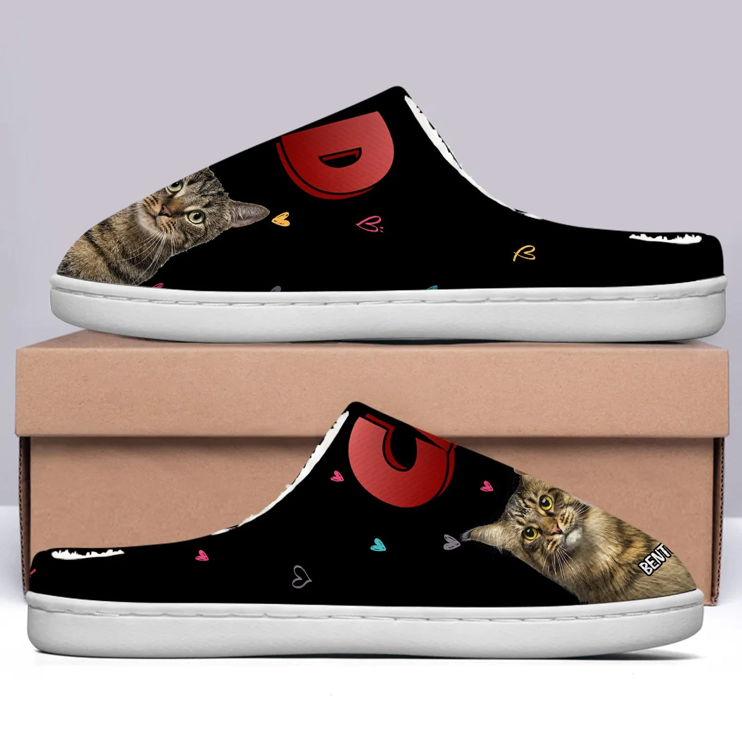 Custom Photo Cat Mom - Gift For Cat Lovers - Personalized Fluffy Slippers - Image 5