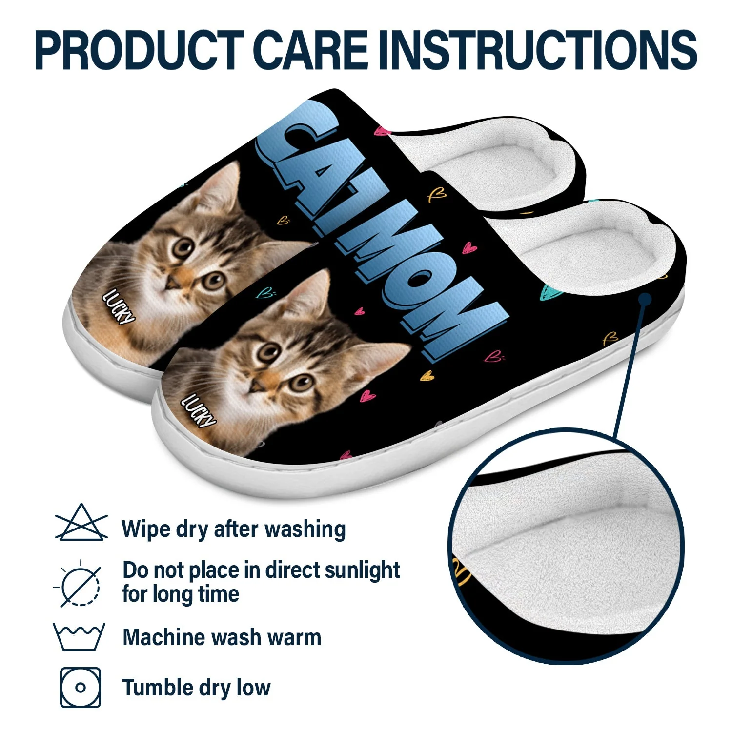 Custom Photo Cat Mom - Gift For Cat Lovers - Personalized Fluffy Slippers - Image 7