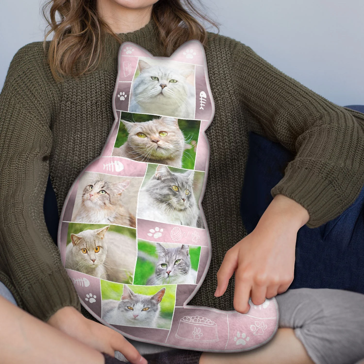 Custom Photo Cat Shape - Gift For Cat Lovers, Cat Mom, Cat Dad - Personalized Custom Shaped Pillow - Image 2