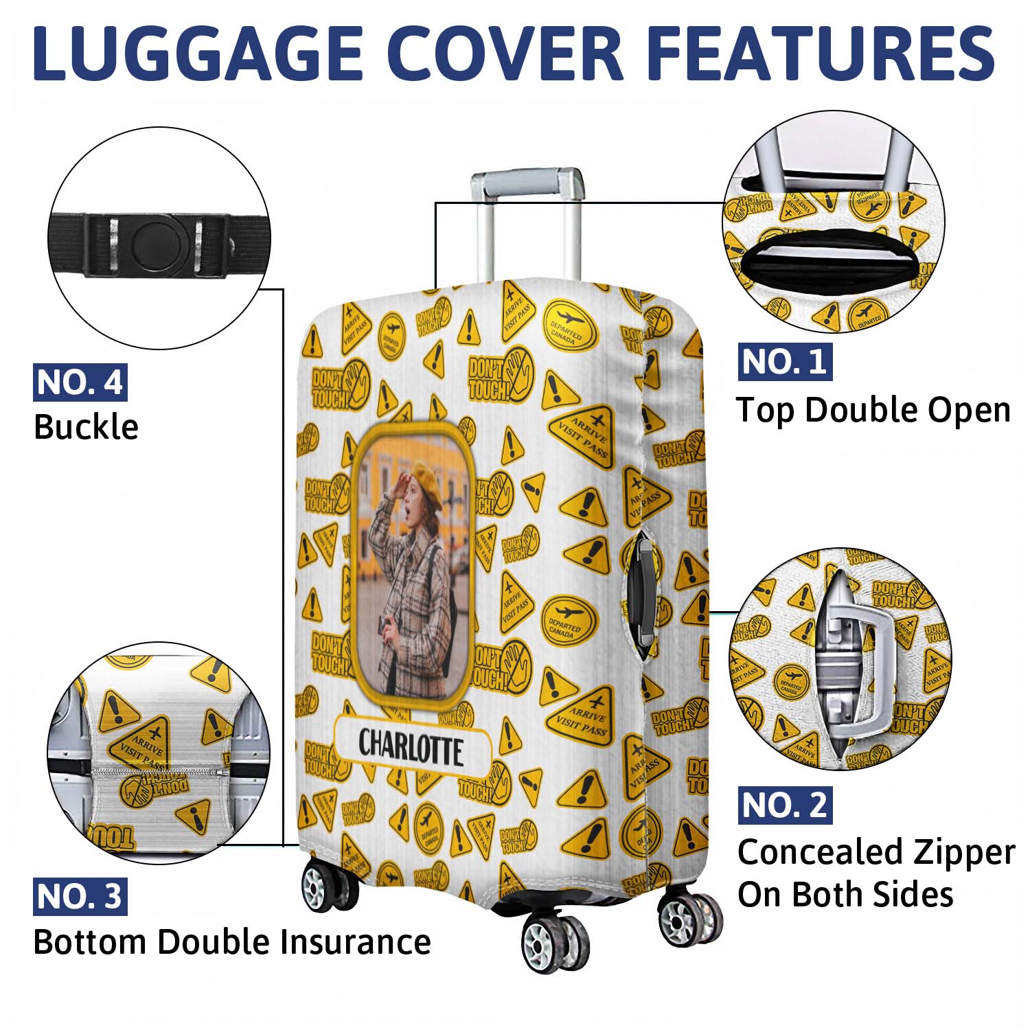 Custom Photo Catch Flights Not Feelings - Gift For Travel Lovers - Personalized Custom Luggage Cover - Image 4
