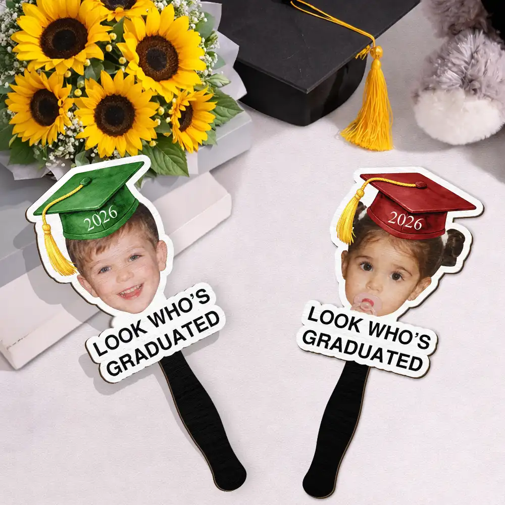 Custom Photo Childhood Look Who's Graduated Grad Props - Personalized Graduation Handheld Fan - Image 3